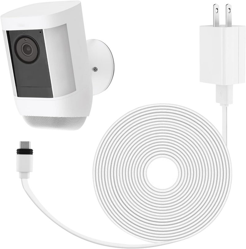 ALERTCAM Power Adapter for Spotlight Cam Plus/Pro (Battery), with 25Ft/7.5m Flat Weatherproof Outdoor Cable Continuously Power Your Camera - White - Image 1